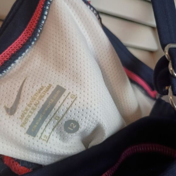 Nike Women's Swimsuit Size 12 One Piece Blue Criss Cross Back - Picture 5 of 6